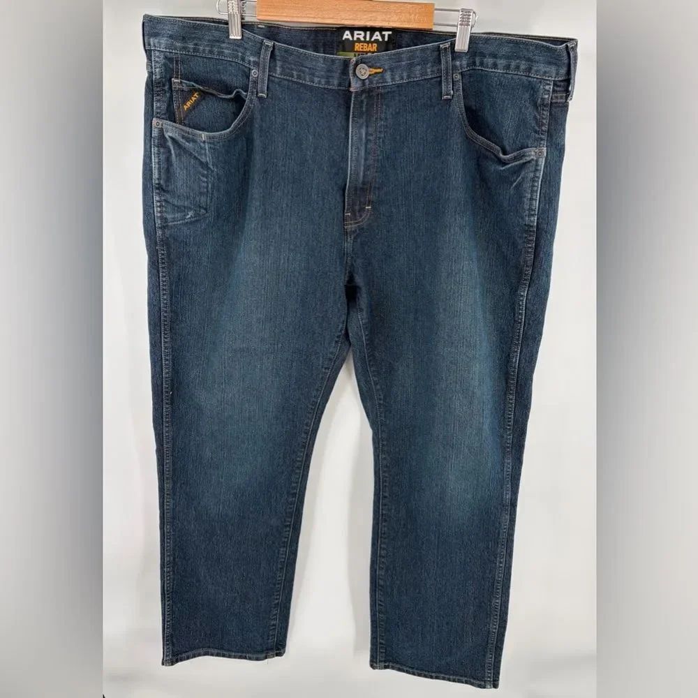 Ariat men’s rebar M5 slim straight dark wash denim jean western rodeo 44x32